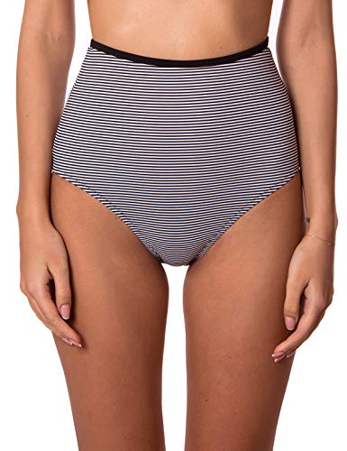 RELLECIGA Women's Stripe High Waist Hipster Bikini Swimsuit Bottom Size X-Large