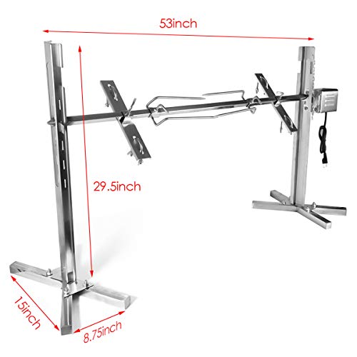 51" Electric Automatic Bbq Rotisserie Grill Kit, Height Adjustable(15"/17"/19"/22"/24") 15W 50-70Kg Universal Motor Kit Outdoor Large Camping Stainless Steel Grill For Pig Rotisserie Hog Lamb 1 #TOP3