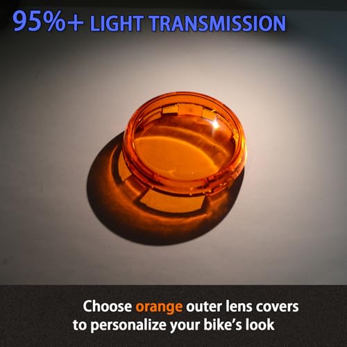 Image of Turn Signal Lens Kit,Front /Rear Bullet Turn Signal Light Replacement Covers for Harley Sportster 883 1200 /Touring Road King Electra Glide Street Glide /Softail /Dyna /V-Rod,Orange,2 PCS