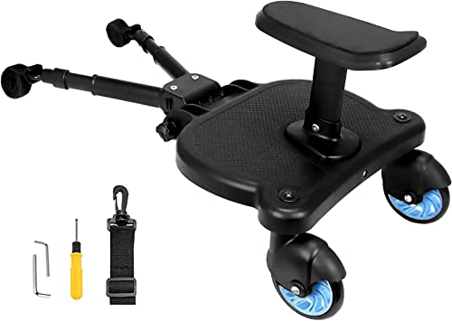 Image of Universal Stroller Board Buggy Board with Detachable Seat, Stroller Glider Board Suitable for Most Brands of Strollers, Stroller Standing Board, Holds Children Up to 55lbs (Blue)