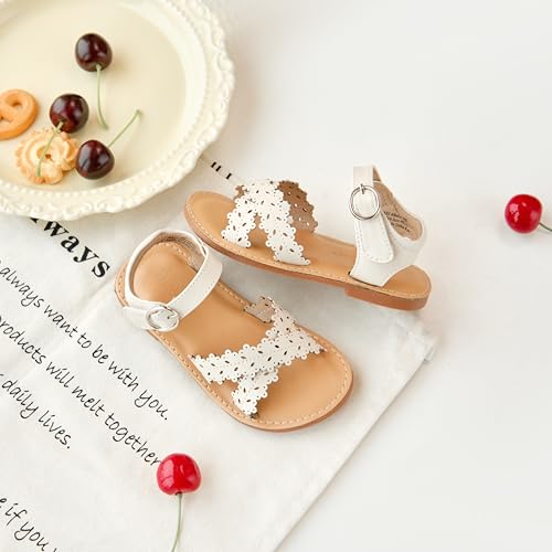 Image of Flaryzone Girls Sandals Open Toe Summer Flats Dress Sandals Shoes Toddler /Little Kid