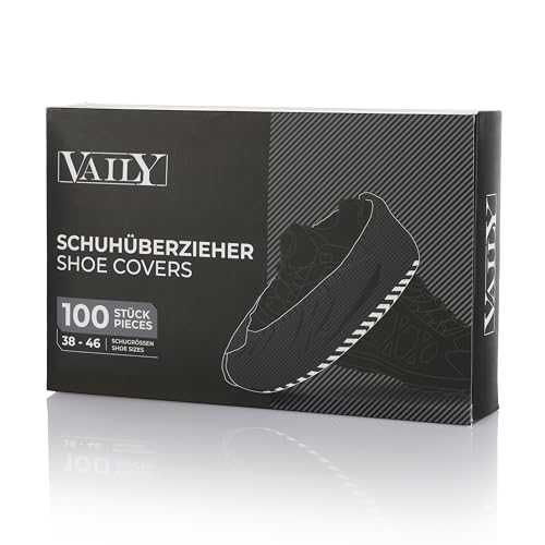 Vaily Schuhüberzieher Schwarz - 100 Stück (50 Paar) Strapazierfähige und Rutschfeste Überschuhe