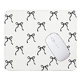 Mouse Pad for Desk with Stitched Edge, Premium Cute Washable Mouse Pads. Computer Mousepad with Non-Slip Rubber Base, Mousepads for Laptop, 9.25x7.75x0.12 inch (Black Bow)