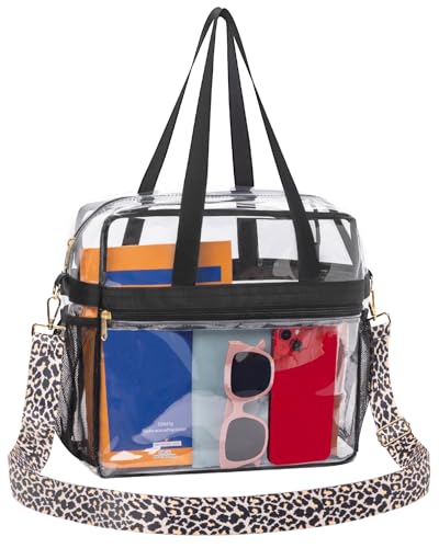 Image of Paxiland Clear Bag for Stadium Events 12x6x12 inches, Clear Tote Bag with Reinforced Strap, Clear HandBag for Sports Concert