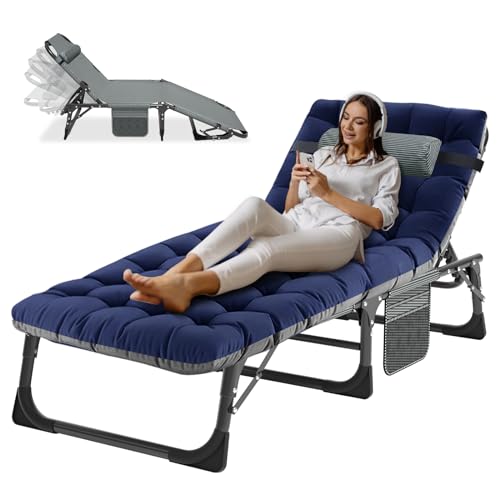 DoCred Catres Plegables para Dormir Adultos, Cama Portátil de Campismo con Colchón, 5 Posiciones Ajustable Camastro Plegable para Acampar Viaje Ocio...