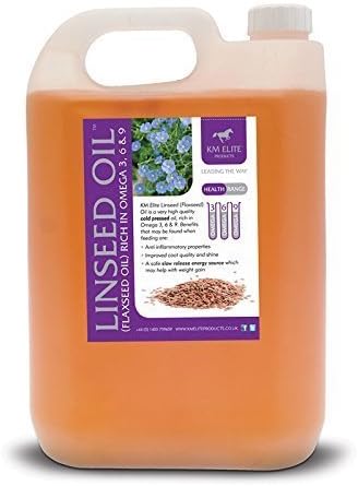 KM Elite FLAXSEED (LINSEED) OIL OMEGA 3,6,9 HORSE PONY EQUINE (5 LITRE)