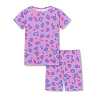 Topgal Rib Knit Pajamas for Little Girls Toddler Snug Fit Leopard 2 Piece Stretch Sleepwear Pjs Set Size 6