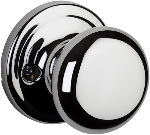 Image of Kwikset Hancock Dummy Doorknob, Single Sided Handle for Closets, French Double Doors, and Pantry, Polished Chrome Non-Turning Interior Doorknob