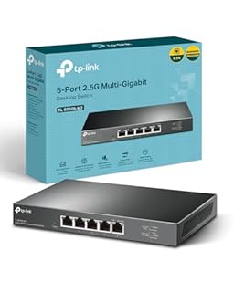 TP-Link Switch 2.5 Gigabit 5 Ports, Boitier Métal, Silencieux sans Ventilateur, Plug-and-Play, Protection à Vie, 100/1000/2500Mbps pour PC, NAS, Serveur, Console de Jeu, Vidéo 4K/8K, TL-SG105-M2