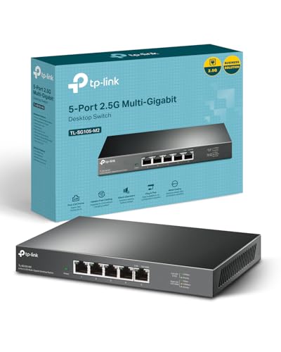 TP-Link Switch 2.5 Gigabit 5 Ports, Boitier Métal, Silencieux sans Ventilateur, Plug-and-Play, Protection à Vie, 100/1000/2500Mbps pour PC, NAS, Serveur,...