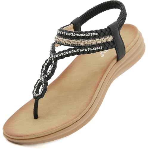 Womens Sandals Comfortable Dressy with Elastic Ankle Strap