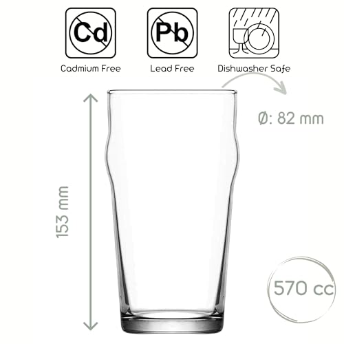 NORDIC SCHILLER Verre a Biere, Lot de 6, 570ml, 100% SANS PLOMB Verres à Bière, Verres Pinte de Biere, Verre à Long Drink, Verres à Jus, Pint Beer Glasses – Image 3