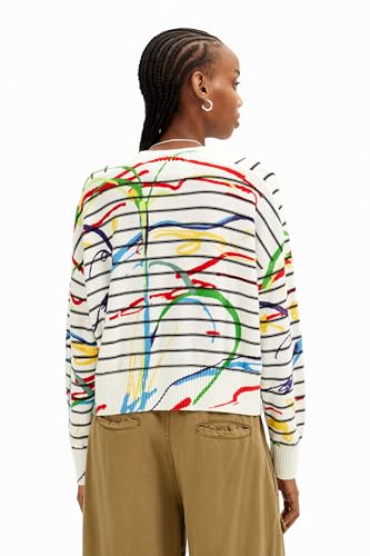 Image of Desigual Women's Short Striped Arty Pullover