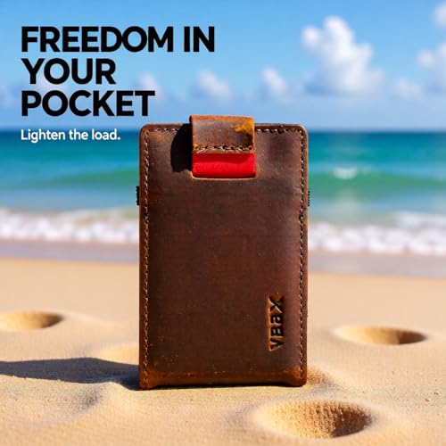 Image of RFID Minimalist Slim Wallet for Men and Women, Holds Up to 12 Cards, Cash, Key Thin and Lightweight Credit Card Holder Vintage Color