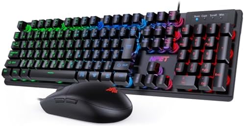 （22:00時点） NPET キーボード マウス セット ゲーミング LED バックライト 7色 usb 26キー防衝突角度調節可能 ゲーミングキーボード 日本語配列 4階段DPI 1000/1,600/3,200/6,400 ゲーミングマウス 日本語説明書 キーキャッププーラー付き S20