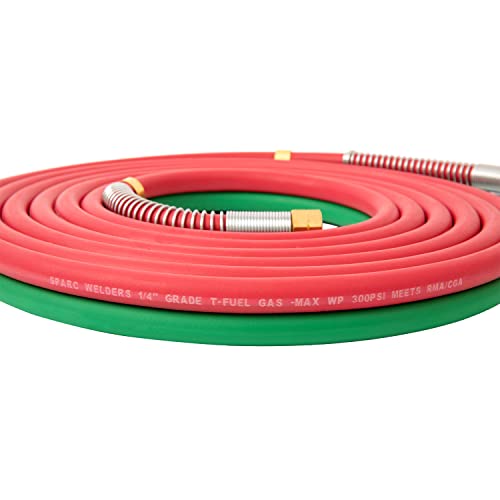 Sparc Oxy Acetylene 1/4" Grade T Welding Hose B Fittings + Strain Relief Set 1Yr Usa Warranty (25 Feet) #TOP2