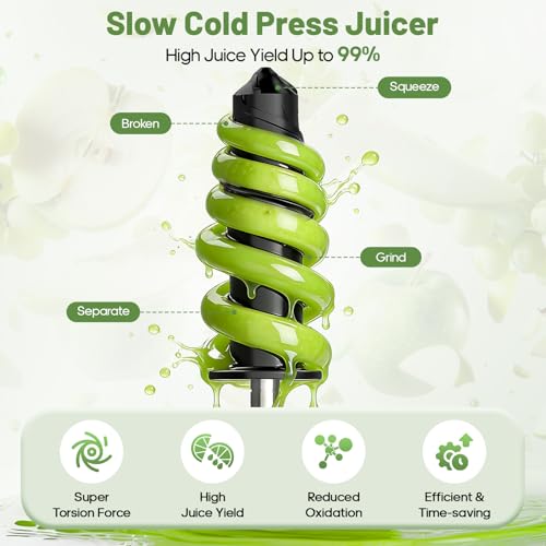 Image of GVODE Electric Cold Press Juicer, Masticating Juicer with Dual Feed Chute