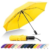 SoulRain Travel Umbrella - Windproof and Compact Umbrella for Rain - Perfect Large Auto Folding Umbrella - Ideal Car umbrella, Golf umbrella, and Travel Companion (Yellow)