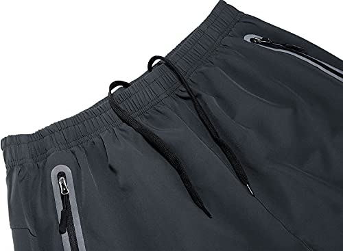 Bermuda masculina bgowatu para corrida de 17,78 cm, shorts esportivos de secagem rápida, Dark Grey,