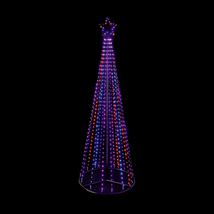 Premier FlexiBright Light Up Outdoor Decoration 2.1m LED Pyramid Christmas Tree with Star, 580 Rainbow LEDs, Spinning Light Effect, Mains Operated