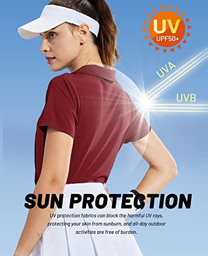 Image of MIER Women's Golf Polo Shirts Collared V Neck Short Sleeve Tennis Shirt, Dry Fit, Moisture Wicking