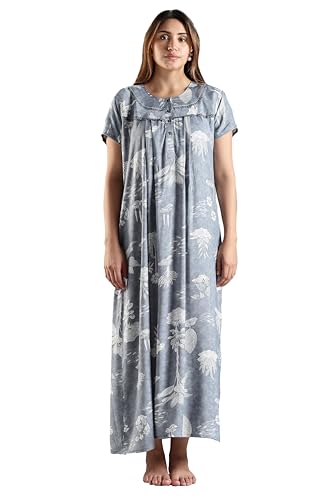 Image of 9shines Label Premium Alpine Maxi Designer Nighty | Floral Print Maxi for Women | Night wear for Women | | Full Length Night Gown for Women | Night Dress for Women Stylish (2467)