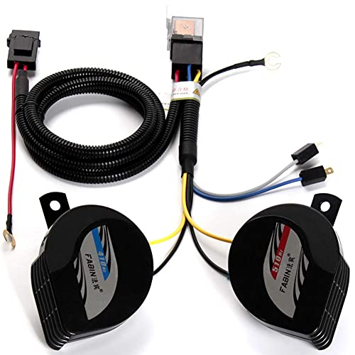 Farbin Compact Horn 12V Car Horns Loud Dual-Tone Waterproof Auto Horn Electric Snail Horn Kit With Relay Harness Universal For Any 12V Vehicls #TOP2