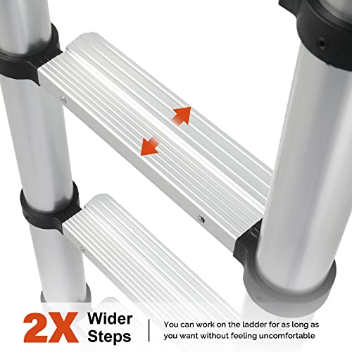 image for 12.5ft Telescoping Ladder, LUISLADDERS Aluminum Telescopic Extension L
