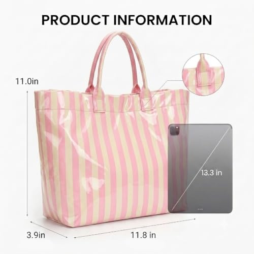 Image of Lushandy PVC Tote Bag for Women Jelly Beach Bag Top Handle Hobo Handbag | Water-Resistant, Wipe Clean, Lightweight