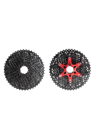 SHUGWA Velocidad Variable Cassette Bicicleta Montaña con Volante Inercia Marco Aluminio Negro Y Rojo 10 11 Y 12 Velocidades 40 42 46 50 Y 52 Dientes Volante de inercia de Casete(10S 11-46T)