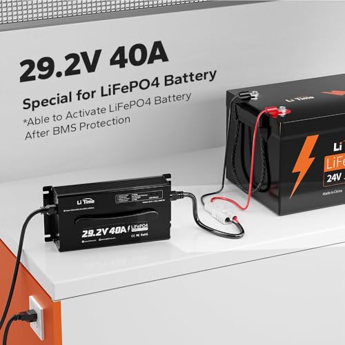 Image of Litime 24V 100Ah Bluetooth LiFePO4 Lithium Battery with 40A Charger, 4000+ Deep Cycle, Built-in 100A BMS, Max. 2560Wh Energy for RV, Solar, Trolling Motor, Marine, Off-Grid