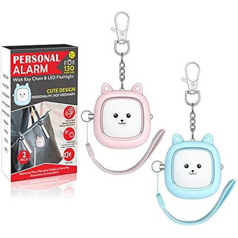 Safe Sound Personal Alarm, VIGOROAD 2 Pack 130 dB Loud Siren Song Emergency Security Alarm Keychain with LED Light, Personal Sound Safety Siren for Women, Men, Children, Elderly (Blue/Pink) Cover