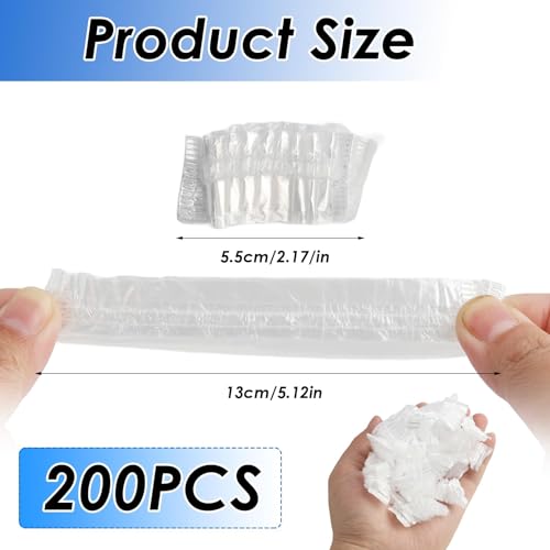 200 Stück Transparente Einweg-Ohrenschützer mit Elastischem Band, für Friseure, Spa und Heimgebrauch - Schutz beim Haare Färben, Duschen und Pflegen