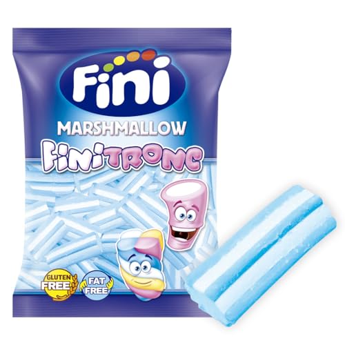 iChuches | Marshmallow Fini - Finitronc | Nubes de diferentes formas - 125 Unidades | Ideal para Celebraciones, Cumpleaños, Mesas Dulces, etc. (Nubes Estriado Azul)