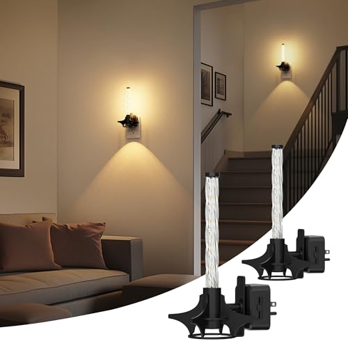 Image of JandCase LED Night Light Plug into Wall, Dusk-to-Dawn Sensor, Slide Button Dimmer with 0-100LM Adjustable Brightness, 3000K Soft White Night Light for Bedroom, Bathroom, Stairway, Hallway, 2 Pack