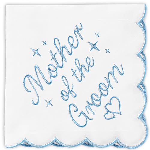 Wedding Handkerchief - 12 x 12 - Something Blue for Bride on Wedding Day - Mother of the Bride Gifts Bridal Weddings Hankie Mother of the Groom Gifts from Brides