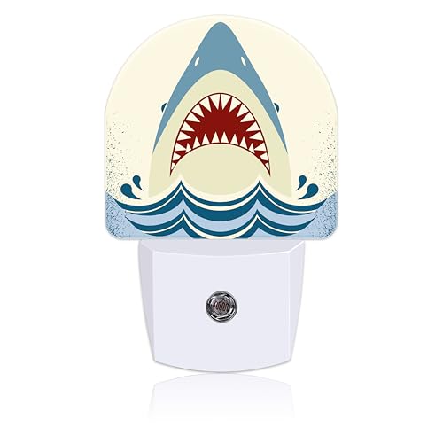 Image of Cartoon Shark Teeth Night Light for Kids, LED Night Light Plug into Wall with Dusk to Dawn Sensor for Girls Boys Women Men Room Decor, Hallway, Kitchen, Bathroom, Nursery, Stairs