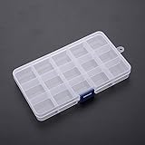 SPHTOEO Adjustable 15-Compartment/Grid Slot Plastic Storage Box Jewelry Bead Tool Container Organizer Case (White)