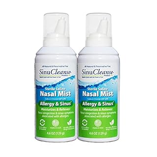 SinuCleanse Allergy & Sinus Sterile Saline Nasal Mist, Instantly Moisturizes and Relieves Nasal Congestion & Sinus Symptoms Associated with Allergies, 4.6 oz Bottle (Pack of 2) (B095J9RPK8)