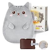 湯たんぽ 充電式 電気湯タンポ 蓄熱式【長時間保温・保温ポケット付き】ゆたんぽ 省エネ お湯の交換不要 ふわもこカバー付き 低温やけど防止 防爆保護 過熱保護 可愛い動物柄 暖房器具 防寒対策 あったかグッズ お年寄り/子供/ペット用 指先/手/腹/足元/肩/腰用 ねこ