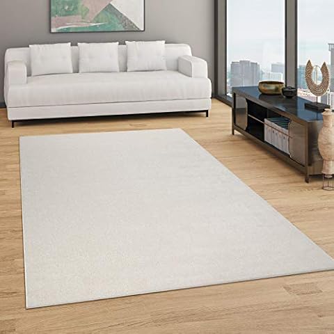 Paco Home Living Room Rug Plain Simple And Modern Short-Pile, Various Sizes and colours, Size:80x150 cm, Colour:Cream Cover