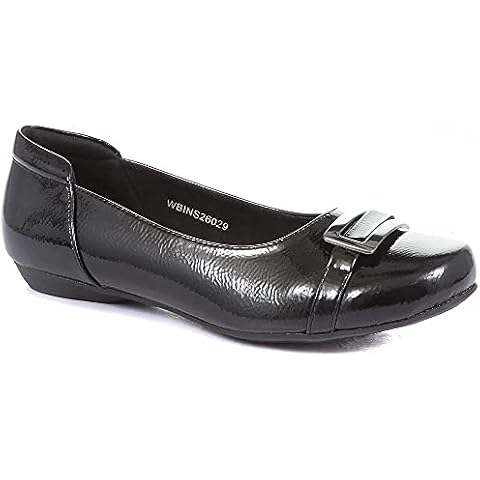 Pavers Ladies Black Patent Slip-On Pumps Cover