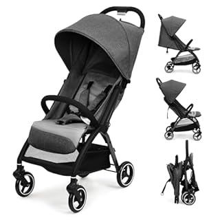 Aptliton Compact Travel Stroller Pushchair from Birth to 22kg (4 Years) – Lightweight One-Hand Fold Buggy with Large Shopping Basket, 175° Recline, 5-Point Harness & EVA Wheels – Cabin Approved