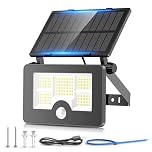 OHAYORI Solar Security Lights Outdoor Motion Sensor, 122LED 4 Modes USB Rechargeable Solar Powered Wall/Pole Light for Garden Outside, 2200mAh IP65 Waterproof Solar PIR Fence Lighting for Street Flood