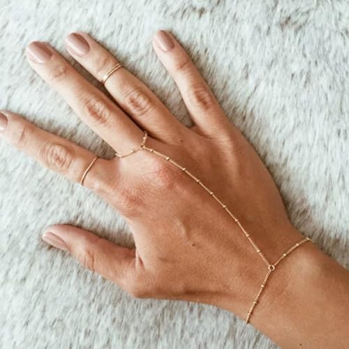YANCHUN Hand Chain Bracelet Ring Bracelet Hand Chain Trendy Gold Bracelets Adjustable Rhinestone Hand Jewelry Gifts for Women2
