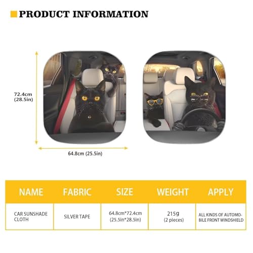 Image of Fashion Cats Car Sun Shade for Windshield Foldable Sunshade Front Window Cover Sun Visor Heat and UV Rays That Keeps Vehicle Cool Universal Vehicle Accessories 28.5 x 25.5 inches