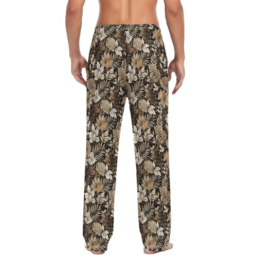 Men's Pajama Pants,Leopard Print and Monstera Lounge Lightweight Sleep Bottoms Pants with Pockets Size S-XXL2