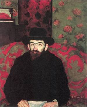 Peinture à l'huile xVilmos PerlrottCsaba portrait Sandor Ziffer toile tableau 30 x 36