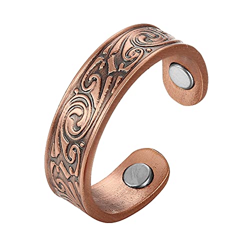 Biomag Copper Rings For Women Men, Magnetic For Mom Dad, Pure Copper With Magnets Adjustable Ring For Fingers Thumb-4Pck #TOP1