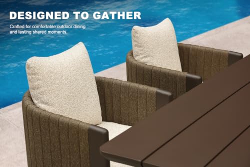 Image of PURPLE LEAF Patio Dining Set Oversized 7 PC with Olifen Armchair Bronze